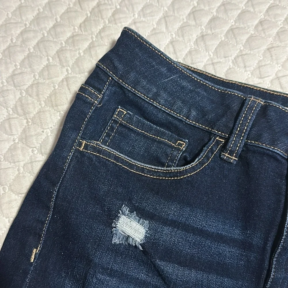 So high rise midi jean shorts